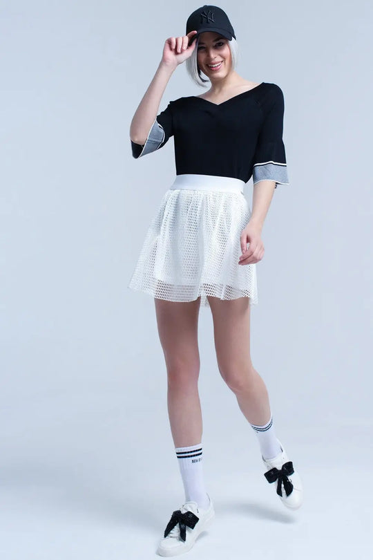 Black knit sweater with bell sleeve - Sweaters