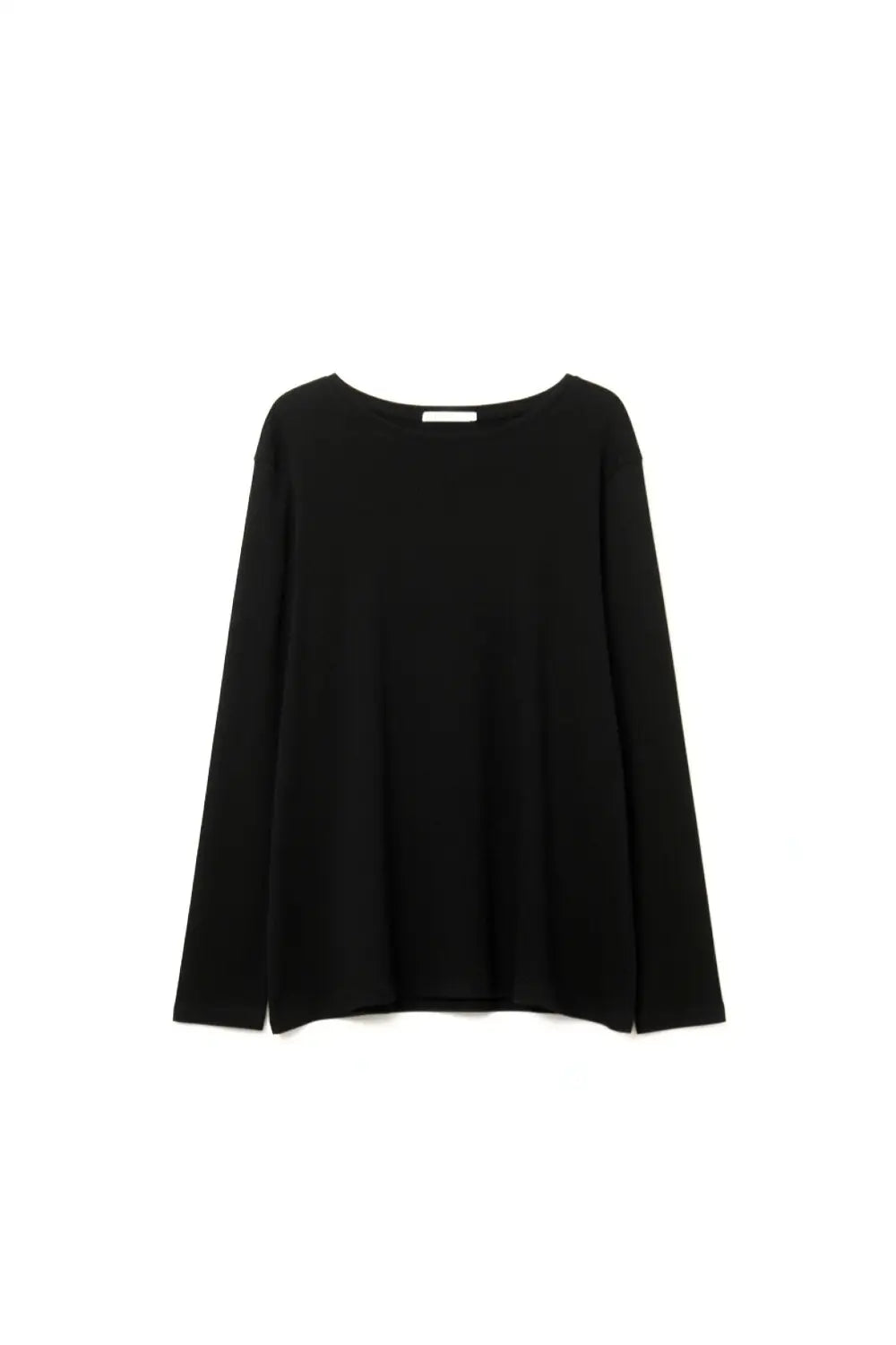 Q2 Black Long-Sleeve T-Shirt with Wide Crew Neck