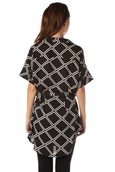 Black longline checked shirt - Shirts