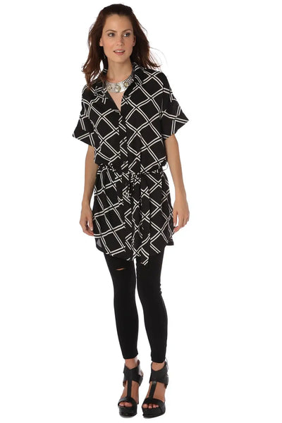 Black longline checked shirt - Shirts