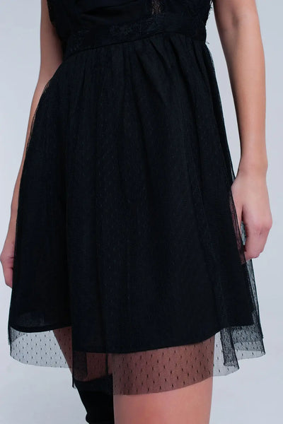 Black midi dress with lace - Dresses