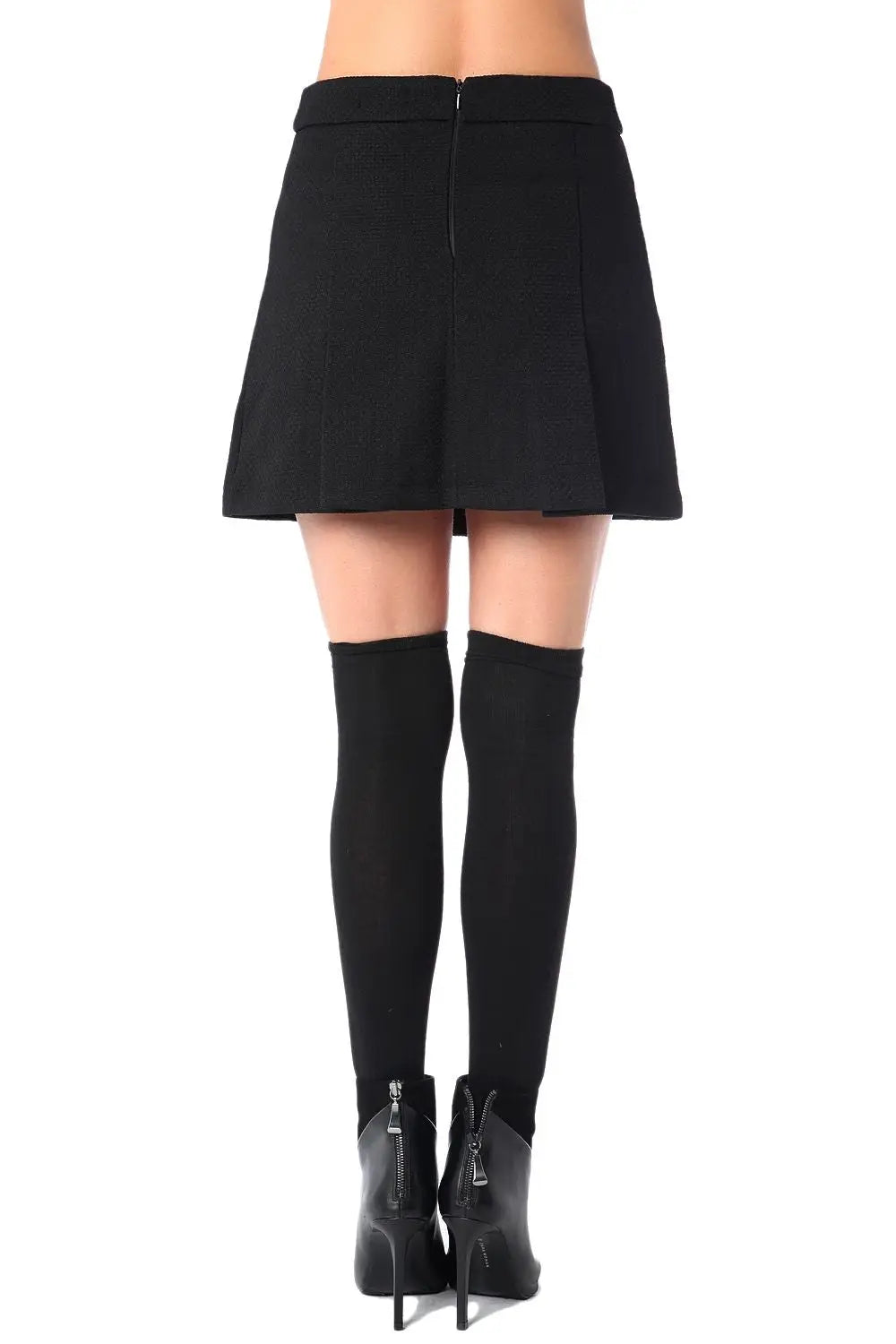 Black mini skirt with black button detail - Skirts