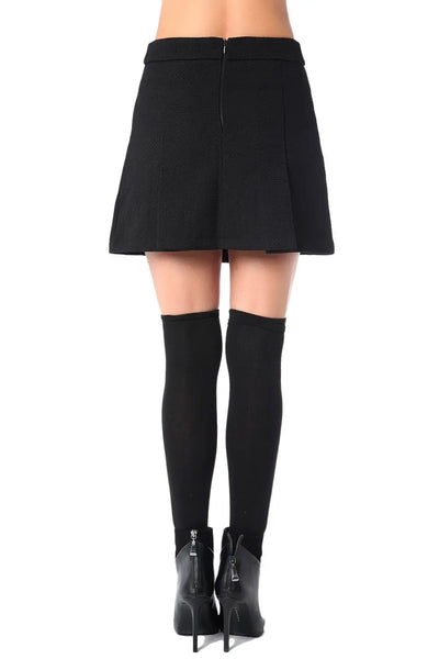 Black mini skirt with black button detail - Skirts