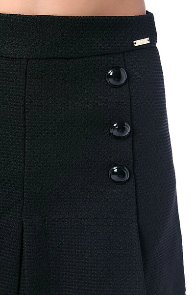 Black mini skirt with black button detail - Skirts