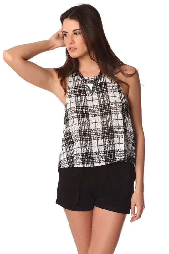 Black mono check smock top - Shirts