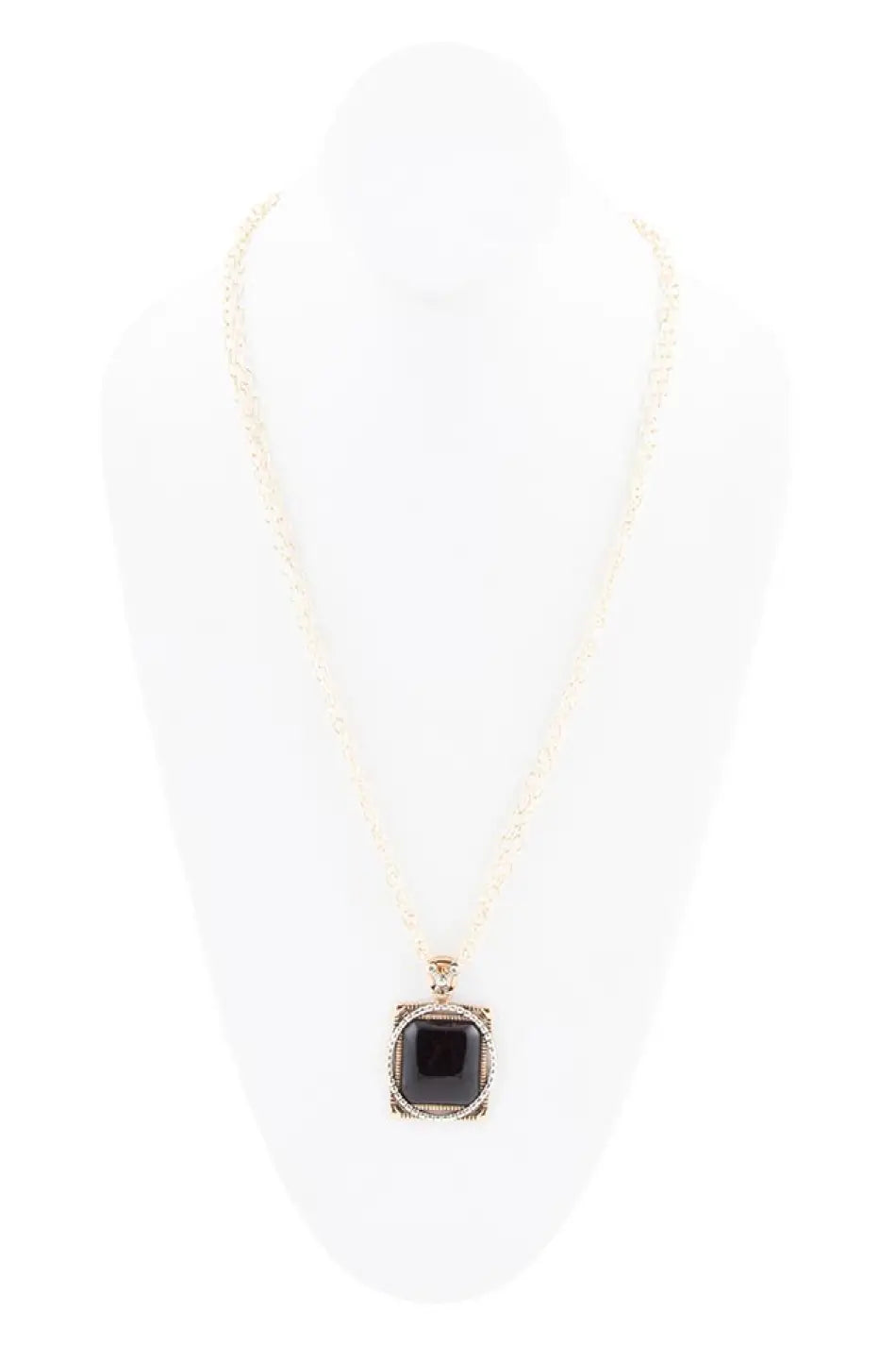 Black Onyx Mixed Metal Pendant Necklace - Necklaces