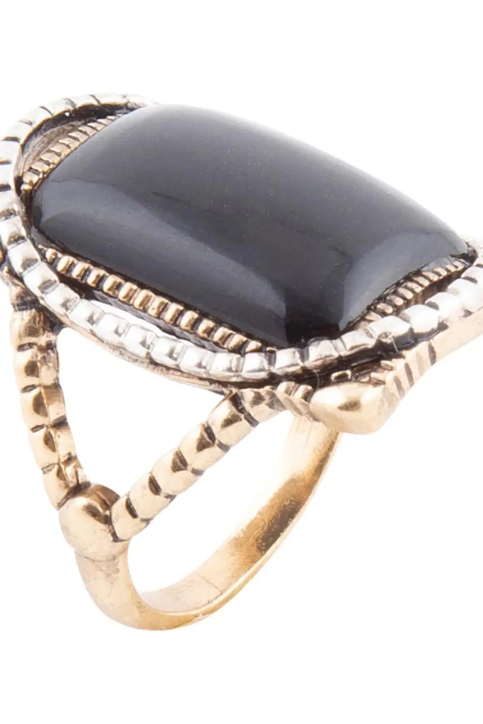Black Onyx Mixed Metal Statement Ring - Rings
