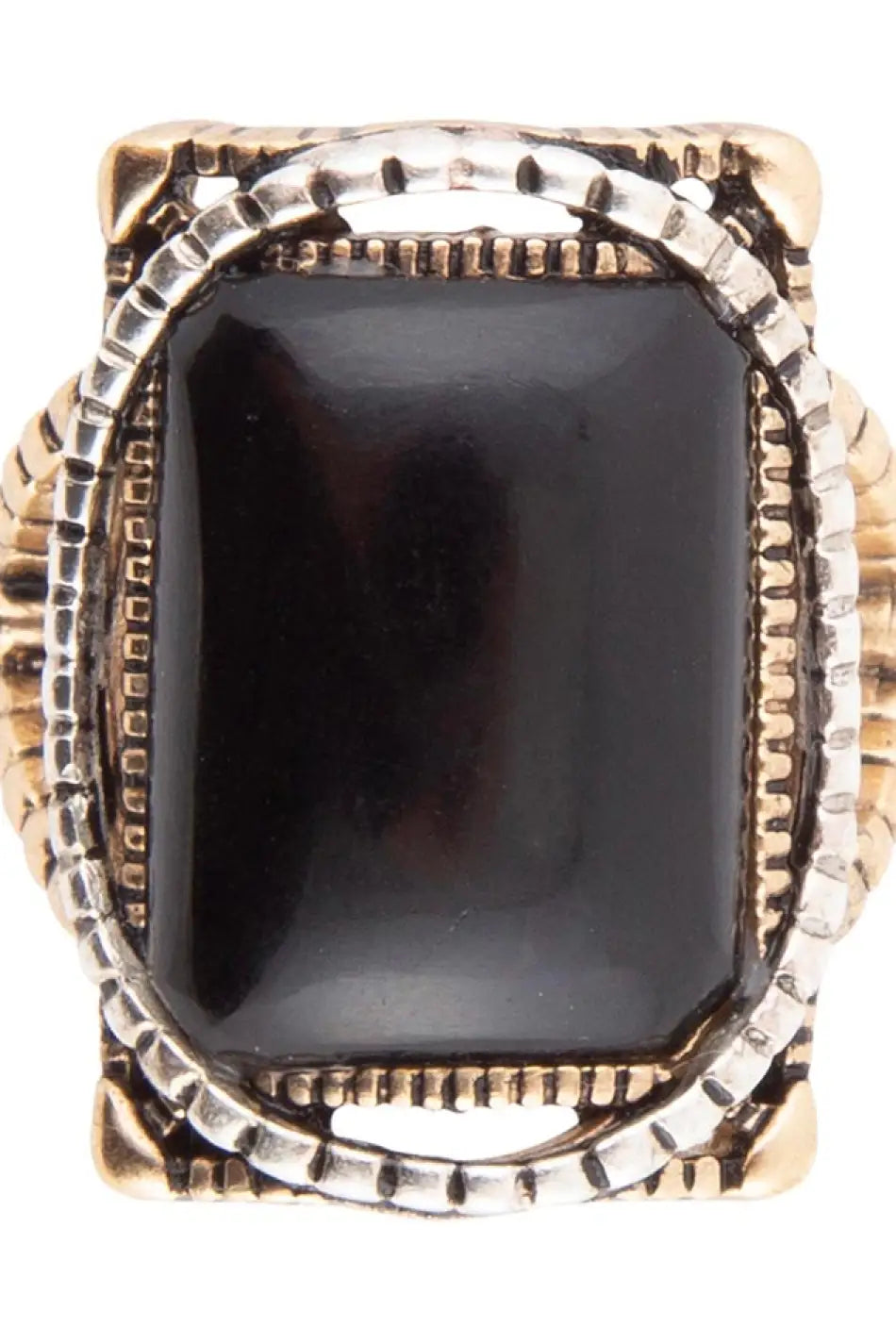 Black Onyx Mixed Metal Statement Ring - Rings