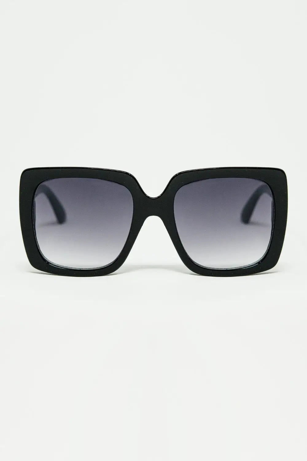 Q2 black Oversized square sunglasses with golden metallic detail