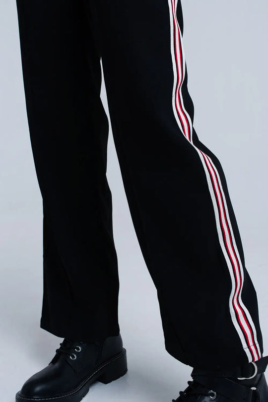 Black pants with stripe detail - Pants