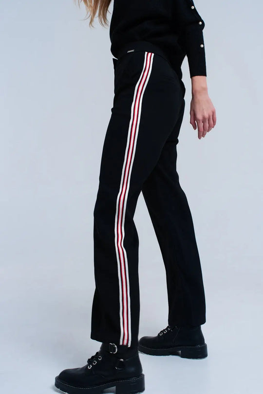 Black pants with stripe detail - Pants