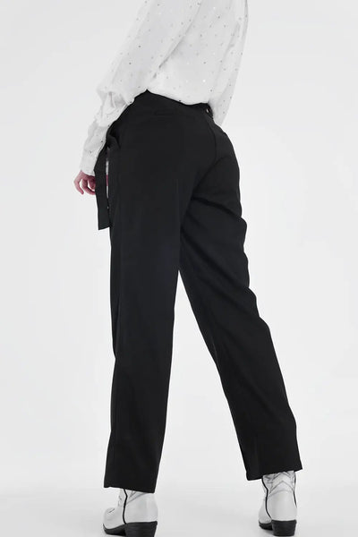 Black pants with wide legs and low hem - Pants