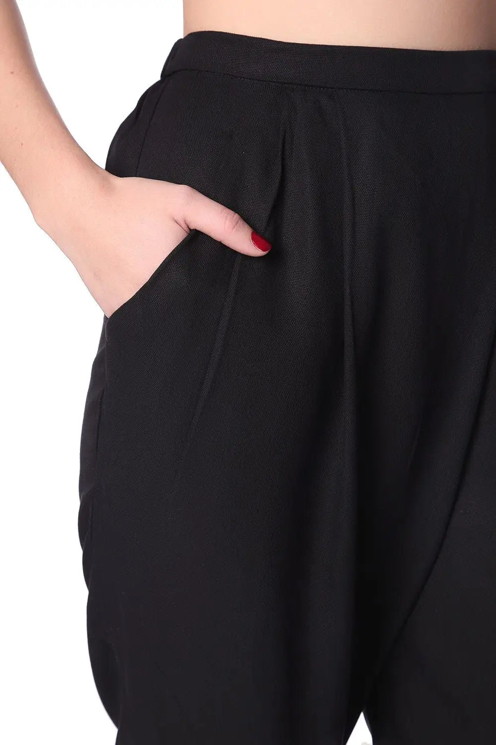 Black peg pants with wrap front - Pants