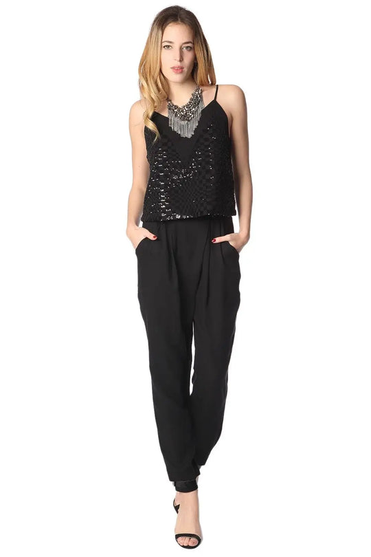 Black peg pants with wrap front - Pants