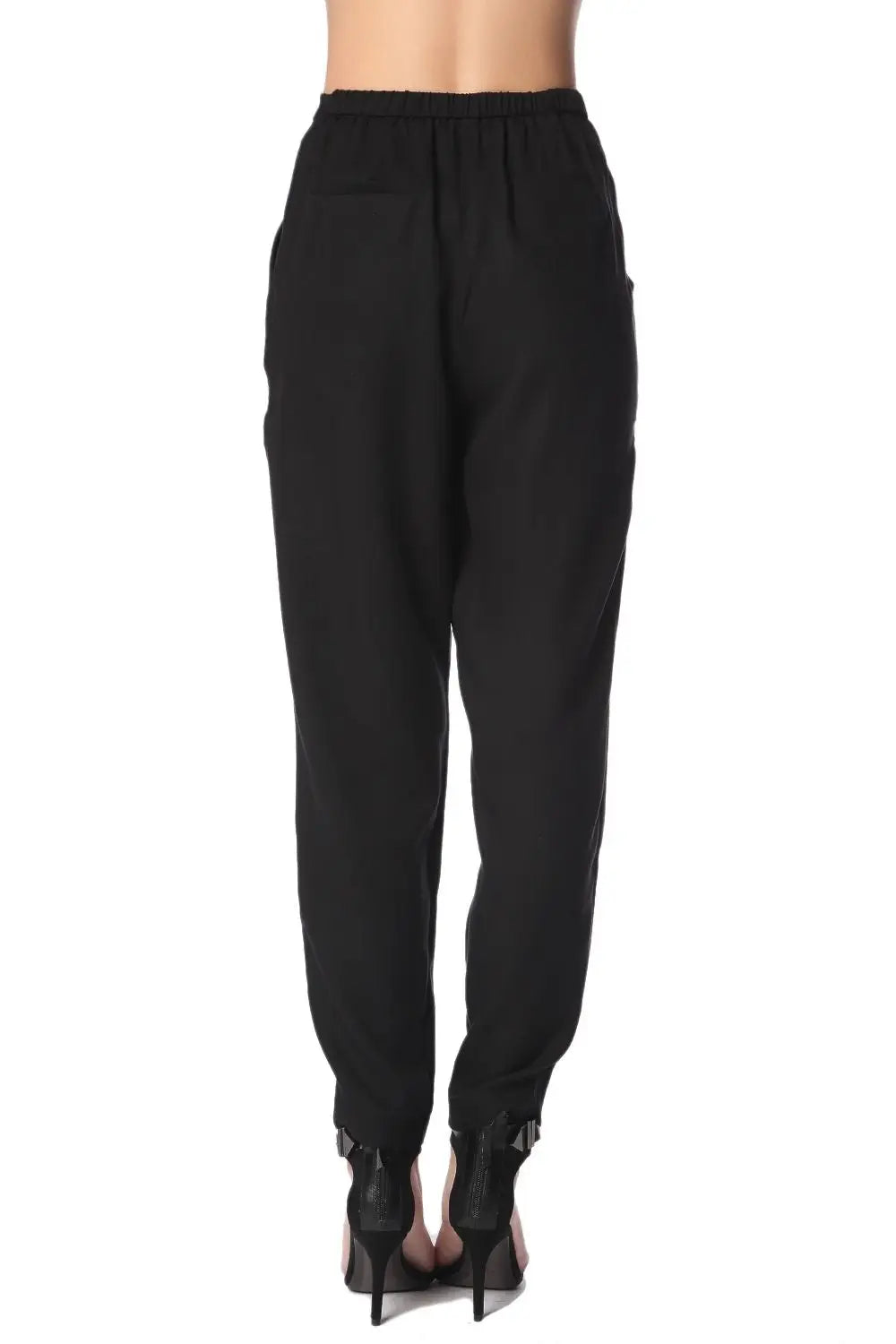 Black peg pants with wrap front - Pants