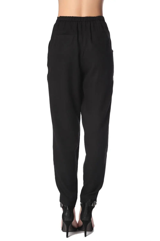 Black peg pants with wrap front - Pants