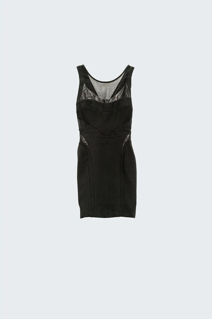 black pencil dress with mesh insert  MELISSA JEAN