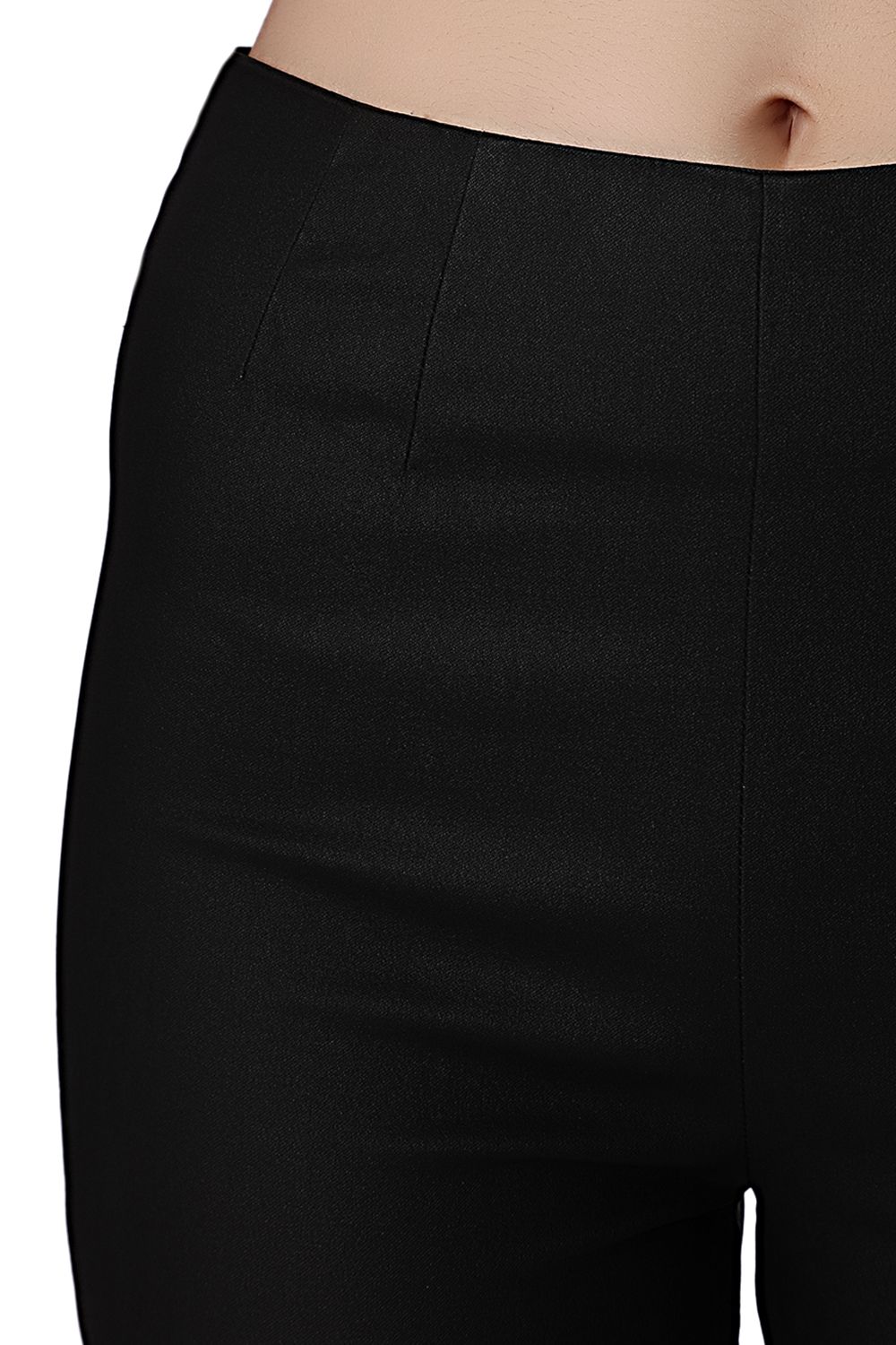 Black Premium High Waist Pants In Skinny Fit