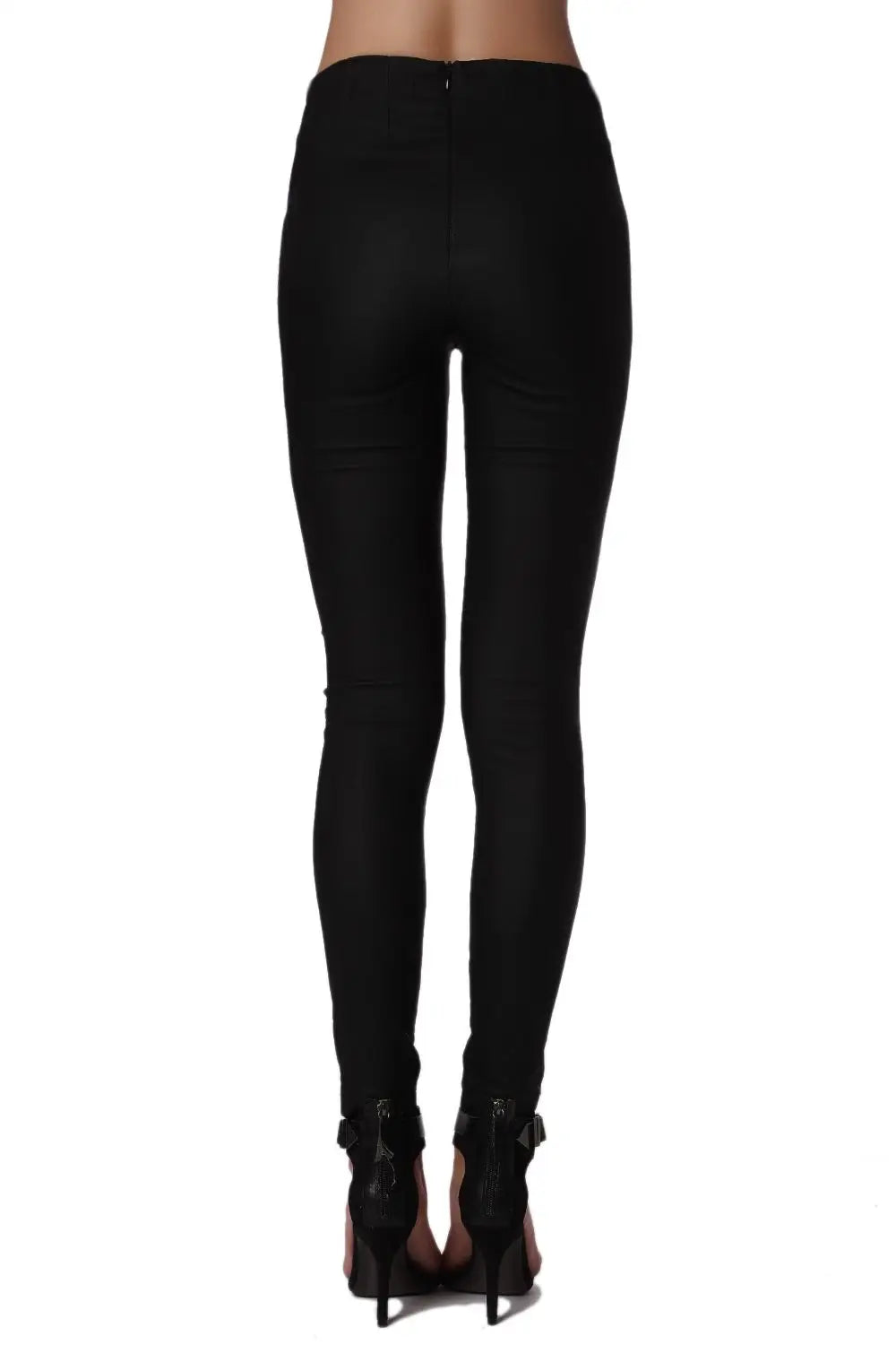 Black Premium High Waist Pants In Skinny Fit - Pants