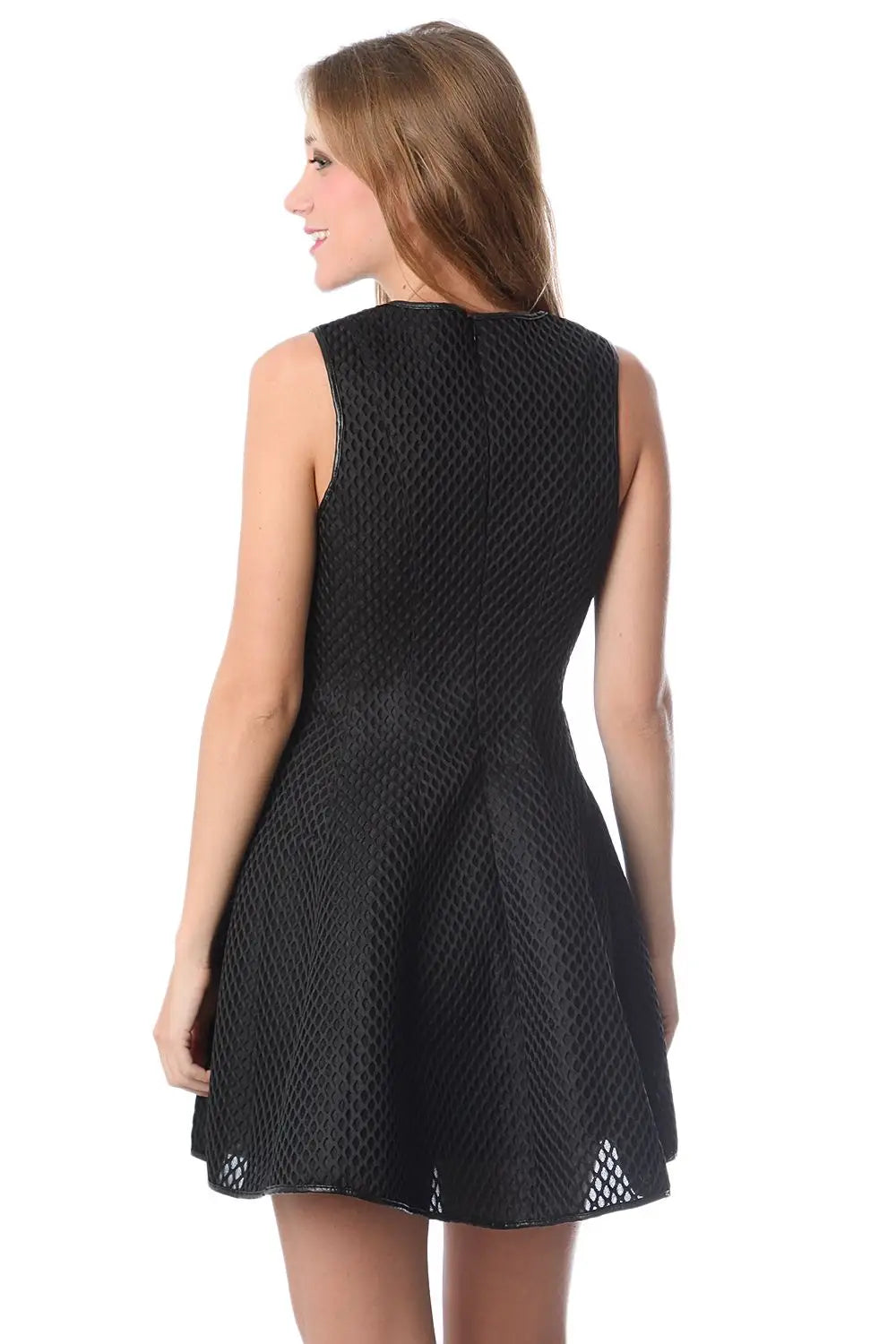Black skater dress in cage mesh - Dresses