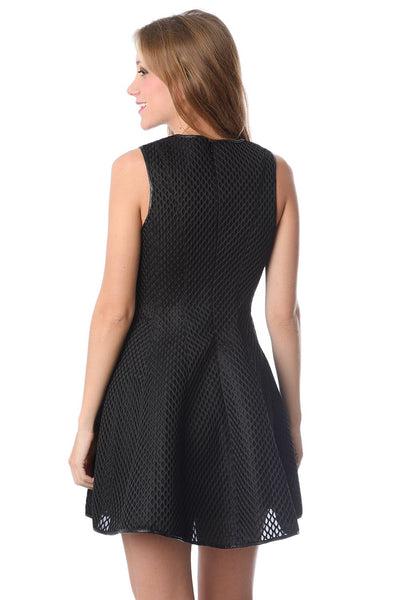 Black skater dress in cage mesh