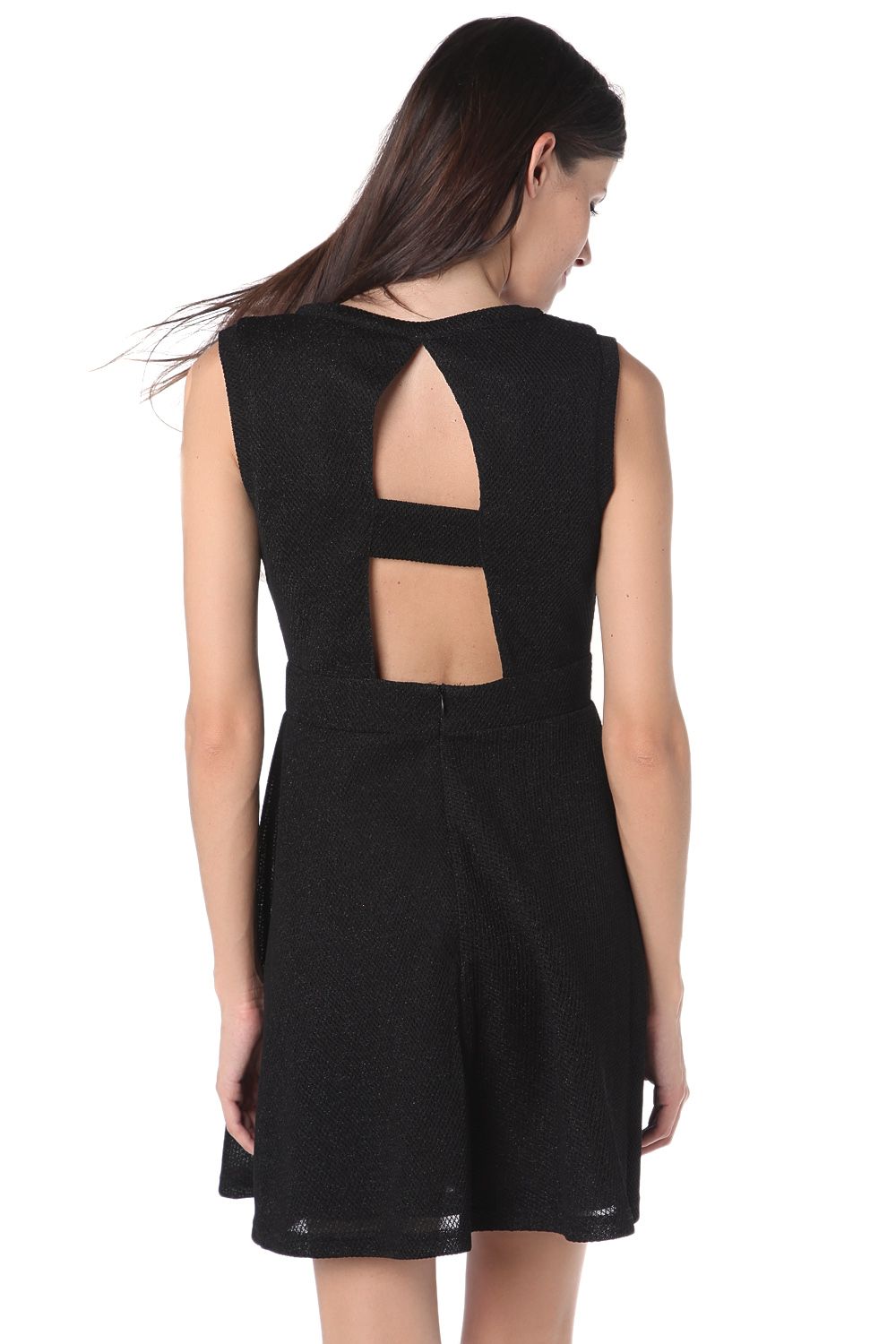 Q2 Black skater dress with cut-out back