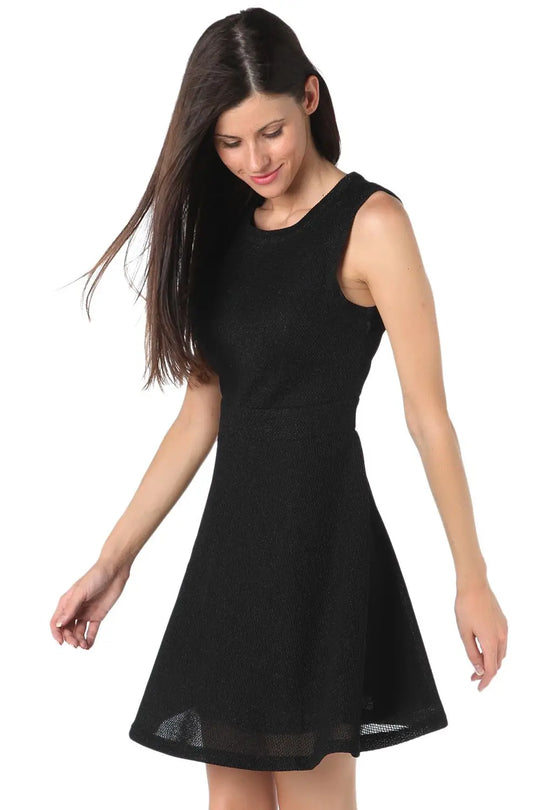 Black skater dress with cut-out back - Dresses