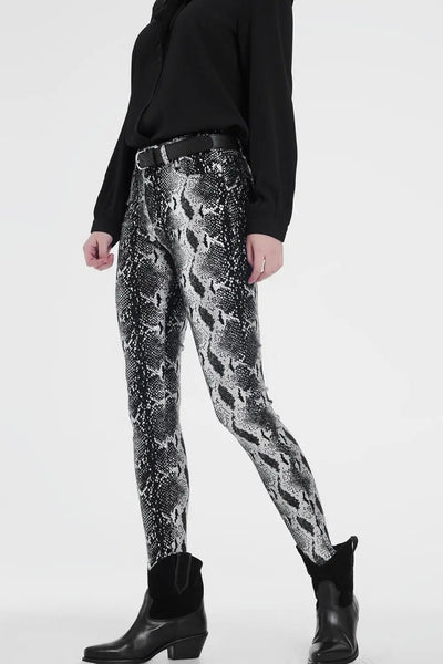 Black skinny shiny printed pants - Jeans