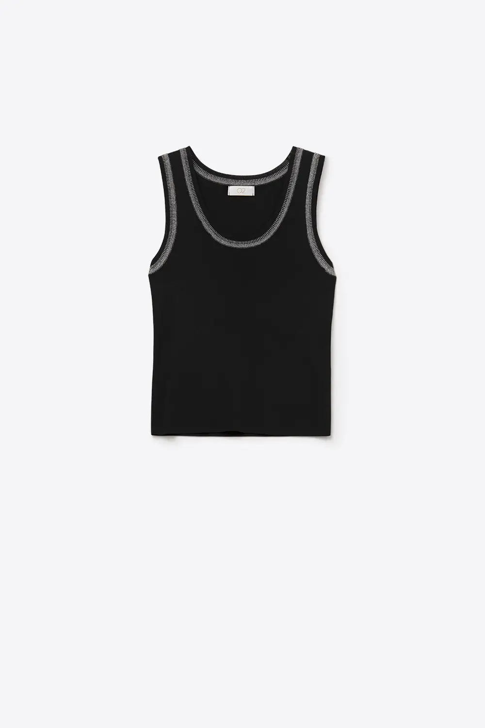 Q2 Black Sleeveless Knit Top with Metallic Trim