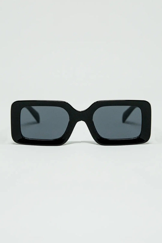 Q2 Black square sunglasses with detail on the side