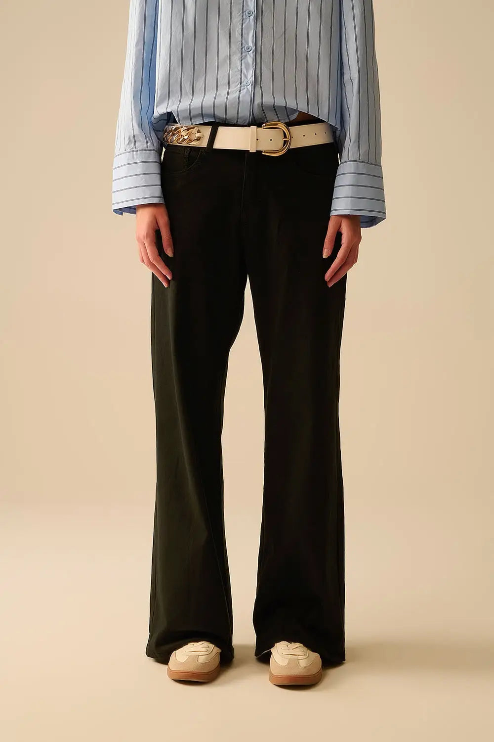 Q2 Black Straight Pants wide leg