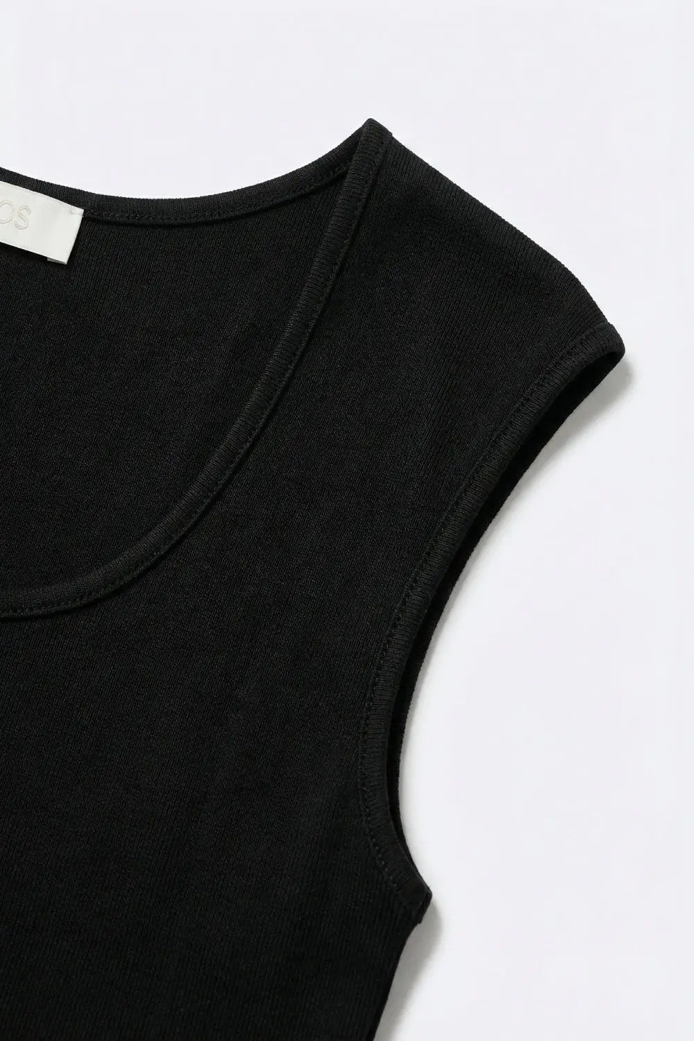 Black Stretch Knit Scoop Neck Sleeveless Top - One Size / Black