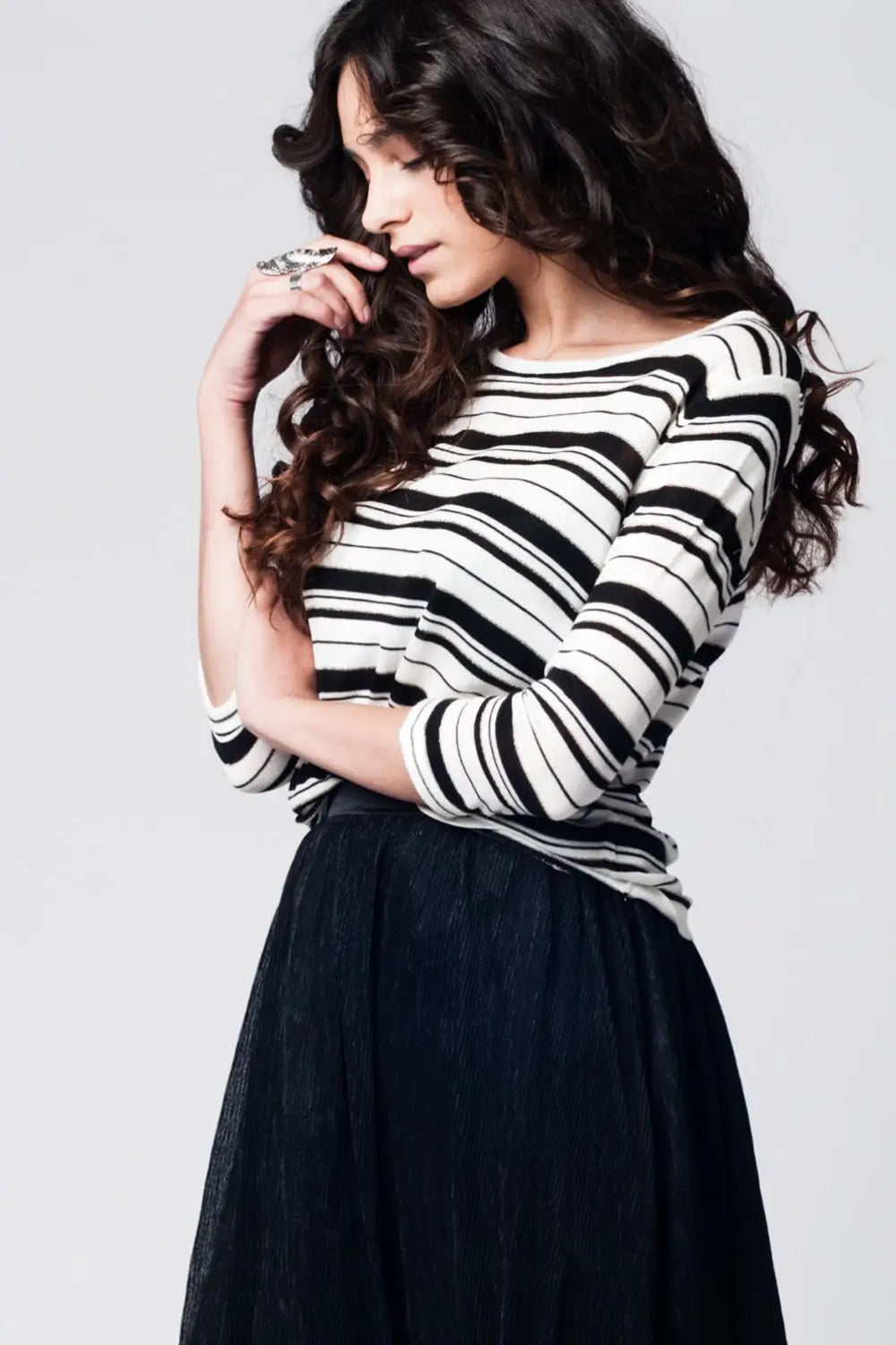 Black striped knit sweater - Sweaters