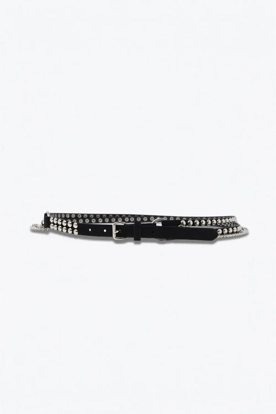 Q2 Black Studded Belt with Hanging Chains