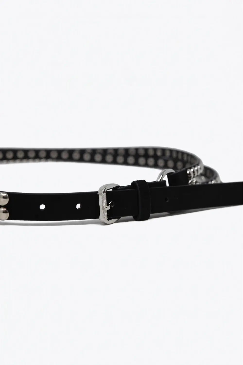 Black Studded Belt with Hanging Chains - Accesory