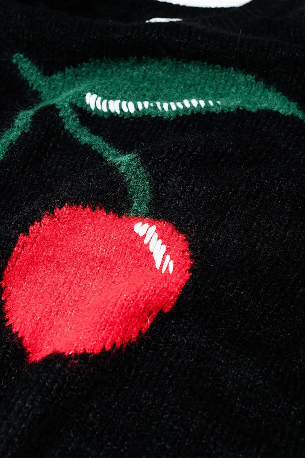 Black Sweater with Cherry Print - One Size / Black - Sweaters