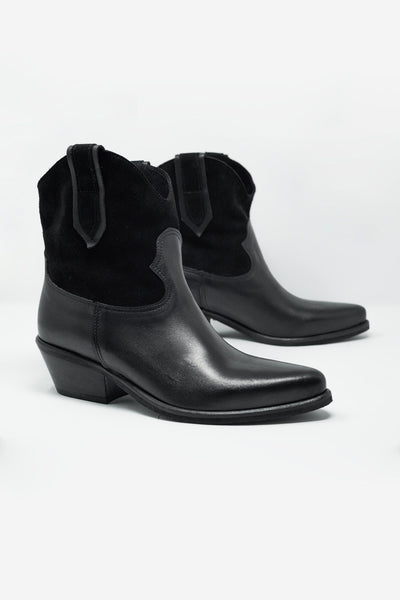 Black western sock boots with suede detail