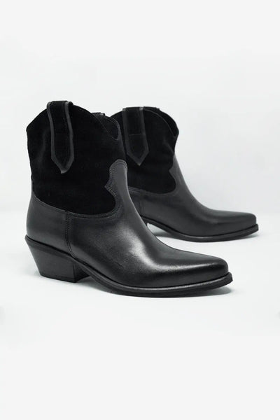 Black western sock boots with suede detail - Shoes