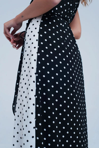 Black white wrap dress with polka dots - Dresses