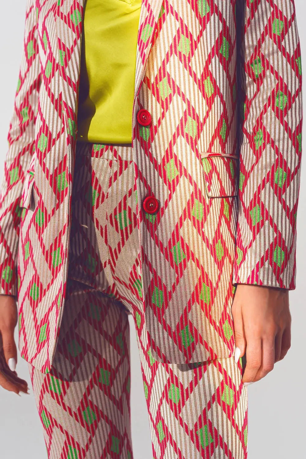 Blazer à imprimé géométrique Rose - Vestes