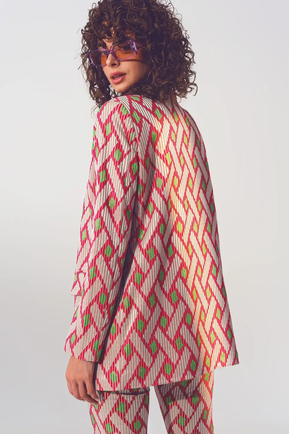 Blazer à imprimé géométrique Rose - Vestes