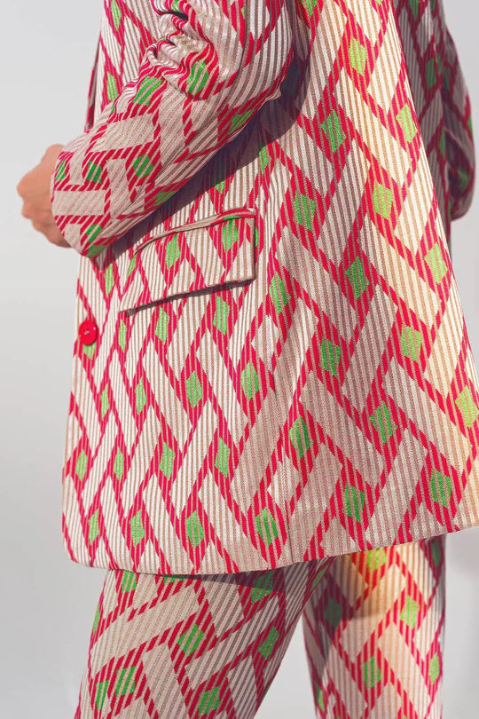 Blazer à imprimé géométrique Rose - Vestes