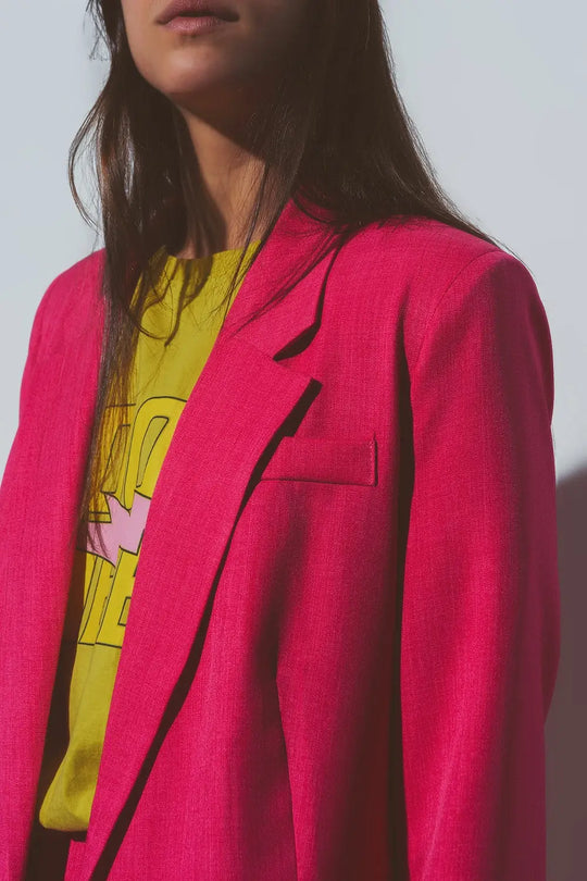 Blazer oversize texturé en rose - Vestes