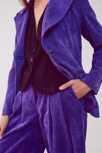 Blazer with vintage buttons in purple cord