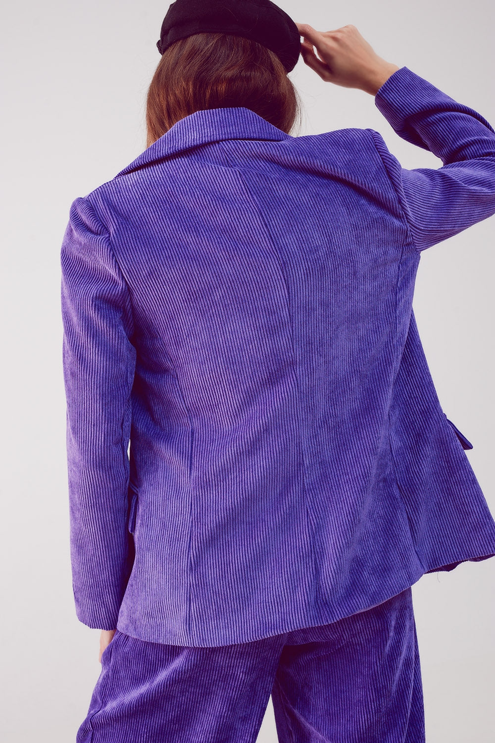 Blazer with vintage buttons in purple cord
