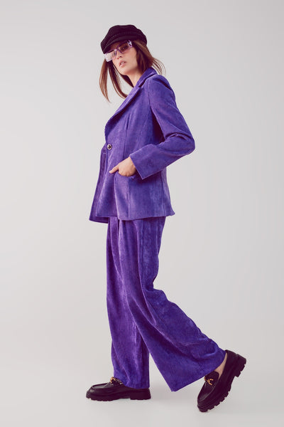 Blazer with vintage buttons in purple cord