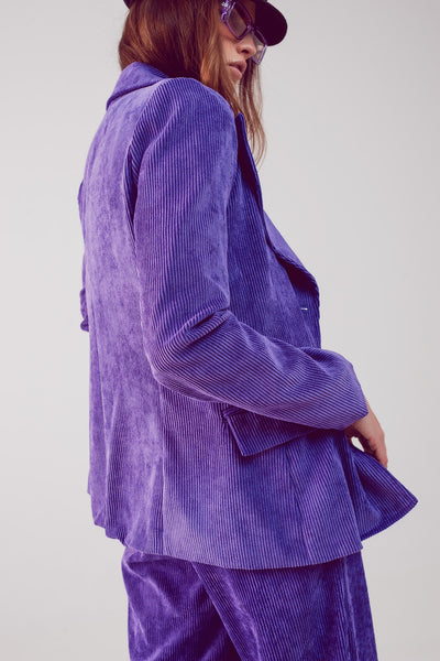Blazer with vintage buttons in purple cord
