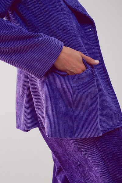 Blazer with vintage buttons in purple cord