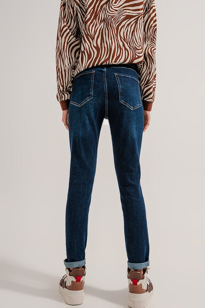 Blend cotton straight leg jeans in mid blue