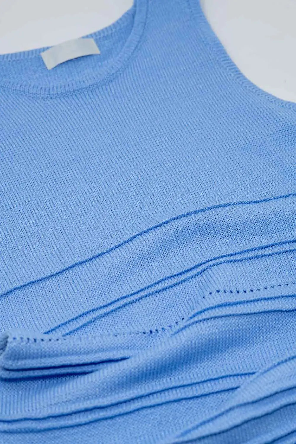 Bleu Robe longue en crochet sans manches en tricot - One Size / bleu - Vestidos
